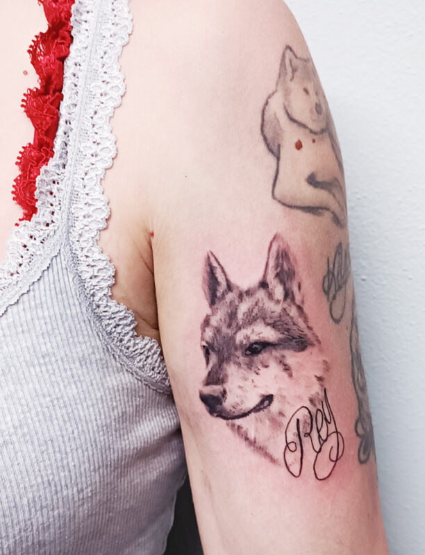 Wolf tattoo by Hungry Dog Tattoo